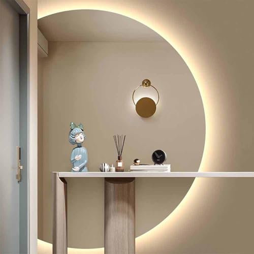 Decmiroor Specchio Cosmetico a LED, Semicircolare Specchio Bagno 130 * 90cm, Anti-appannamento e Dimmerabile Illuminato, Interruttore Touch Intelligente, Mezzaluna(Right half,35 Lx24 W)