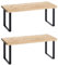 Regal aus Bambus und schwarzem Metallgestell, 2er Set, stapelbar