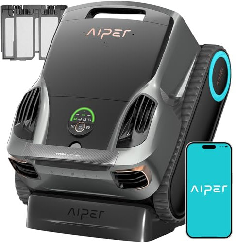 Aiper Poolroboter Akku, Poolsauger Kabellos für Reinigung Boden und Wand, Wasserlinie, 12 Stunden Oberflächenbetrieb, 3 μm Ultra-Feinfiltersystem, 32000 LPH Pool Roboter für alle Pools bis zu 300 m²