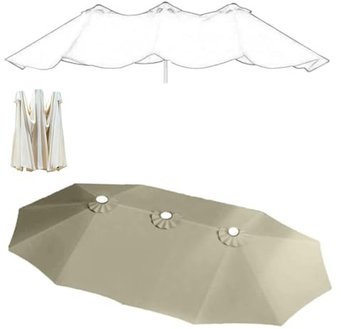 KPEGAXS Doppelsonnenschirm Ersatz Abdeckung 460x270cm Gartenschirm Ersatzbezug Extra Großer Sonnenschirm-Stoffbezug Wasserdichtes Polyester Khaki/Beige/Weinrot(Sand)