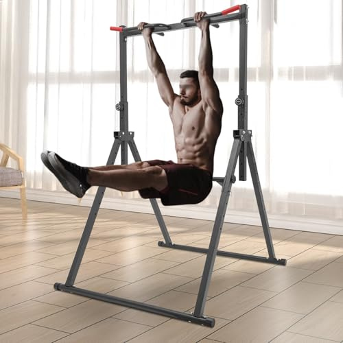 Faltbar Power Tower Dip Station Tragfähigkeit 200KG 1.75-2.3M Höhenverstellbar Freistehend Klimmzugstange Multifunktionaler Kraftturm für Klimmzugstange Liegestütze