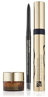 Estée Lauder Lash Drama Mascara-Geschenkset, 3-teilig, Volumen + Kurven + Aufhellen, inklusive Mascara in voller Größe, Eyeliner und Reisegröße unter den Augen Creme