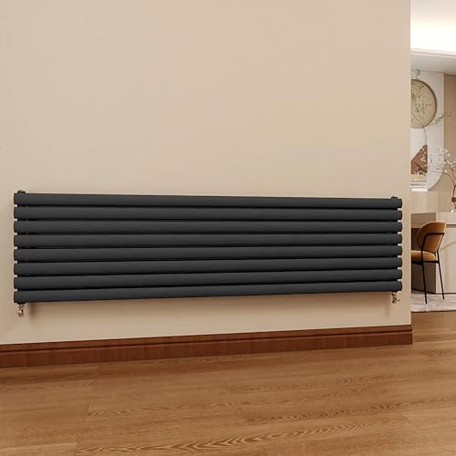 SKY BATHROOM Designer Radiator Horizontal 472x1800mm Anthracite Oval Column Central Heating Radiator