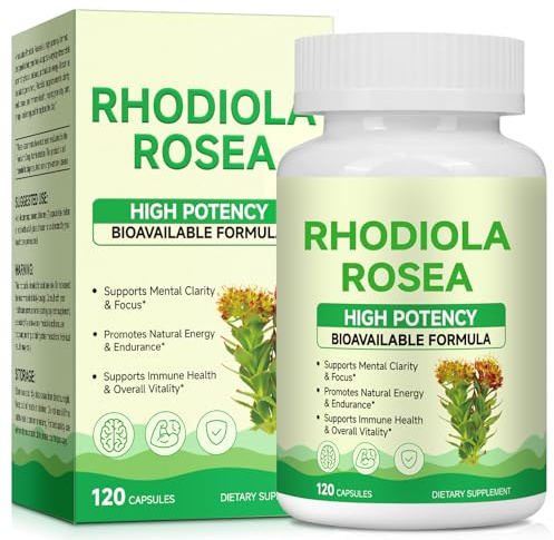 Rhodiola Rosea Kapseln 500mg - Standardisiert mit 3% Salidrosiden - Unterstützt die Verringerung von Müdigkeit und Ermüdung- 120 Kapseln - Nahrungsergänzungsmittel