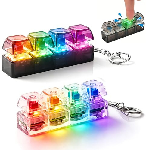 Jouet Fidget Clavier pour Adultes, 2 PCS Porte-clés Fidget Toys, Porte Cle Clavier, Clavier Jouet Antistress, Porte Clé Fidget Clavier, Porte-clés Clicker Lumineux Portable, Clavier Clicker Jouet (M2)