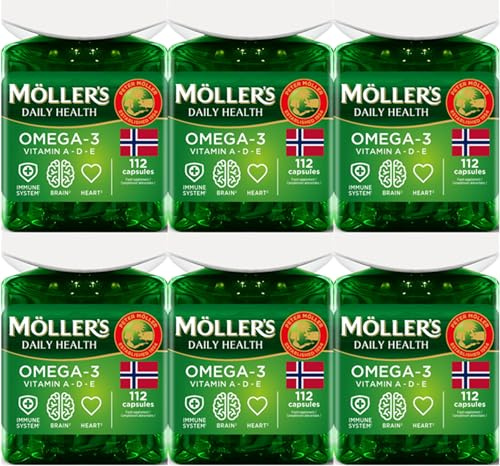 Moller’s ® | Omega 3 Kapseln | Fischöl | Skandinavische Omega-3 Nahrungsergänzungsmittel mit EPA, DHA, Vitamin A, D und E | 166 Jahre alte Marke | Gesundheit für jeden Tag | 672 omega-3 kapseln