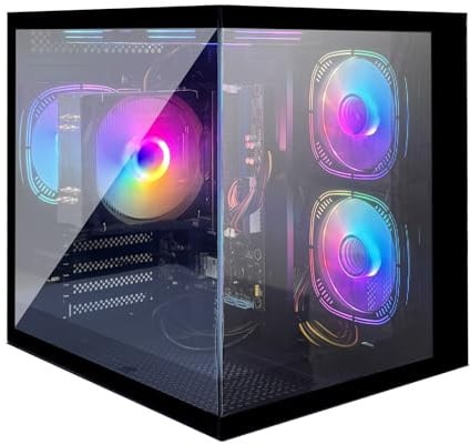 suevery Gaming PC Ryzen 5 5600GT (6 Kerne, 12 Threads, bis zu 4.6 GHz) Vega 7 16 GB RAM 512 GB NVMe SSD WLAN Desktop Computer Tower Geeignet für Büro, Zuhause und Einsteigerspiele Schwarz