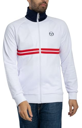 Sergio Tacchini Herren Dallas Trainingsjacke, White/Maritime Blue/Adrenaline Rush, L