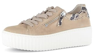 Gabor Damen Low-Top Sneaker, Frauen Sneaker,Rolling-Soft,Basic,Derby,Silber,rosa,grau,beige,Lack,braun,klassisch,f,Sand/schwarz,38 EU / 5 UK