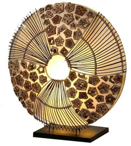 GURU SHOP Tischlampe/Tischleuchte, in Bali Handgemacht aus Naturmaterial, Rattan - Modell Olivea, 40x35x16 cm