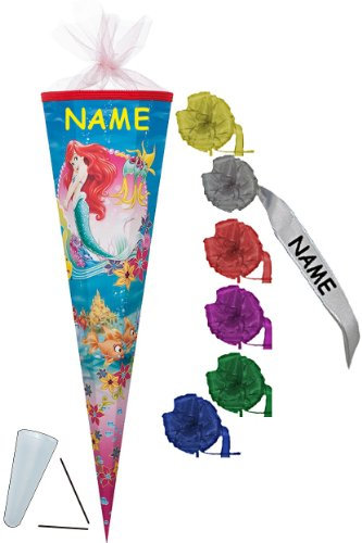Schultüte - Arielle Meereszauber 22 cm - incl. Namen und individueller Schleife mit Tüllabschluß - Zuckertüte Nestler Meerjungfrau Fabian Unterwasser Fisch