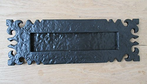 Ironmongery World® Schwarz Gusseisen Antik, Briefkasten Post Plate Abdeckung Dekorative Kunstvoller Old Muster