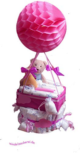 Windeltorte | Ballonfahrerin | Geschenk zur Geburt & Taufe
