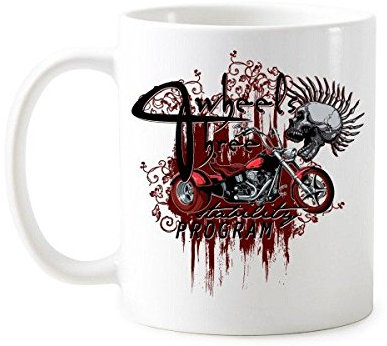 DIYthinker Graffiti-Straßen-Kultur Blutiges Skelett Motor Cycle Kunst Illustration Muster-Klassiker-Becher weiße Keramik Keramik-Cup Milch Kaffee mit G Mehrfarbig