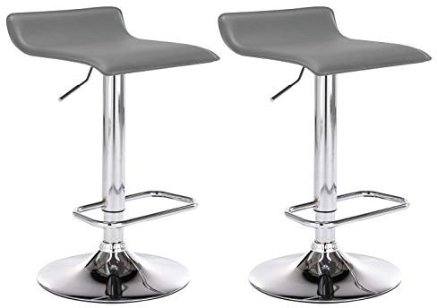 CLP 2er Set Barhocker Dyn Mit Kunstlederbezug I 2 x Höhenverstellbarer Und Drehbarer Tresenhocker Mit Fußstütze, Farbe:grau