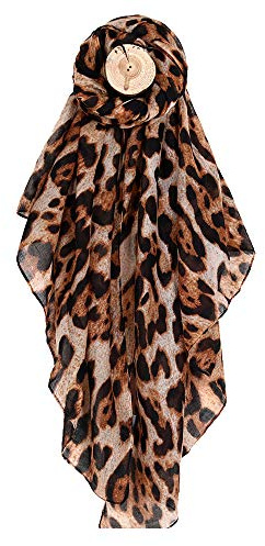 Whilsa Women Large Leopard Animal Print Lightweight Soft-touch Rectangle Everyday Scarf 90x180cm