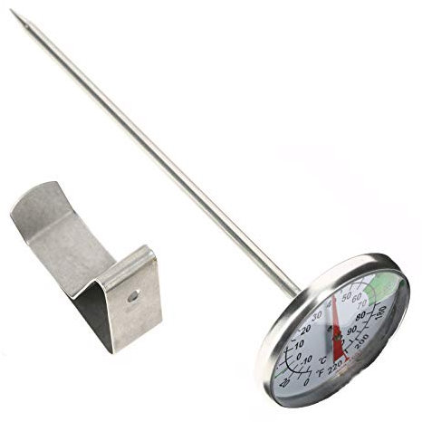 MasterPart Long Probe Milk Frothing Thermometer Temperature Gauge with Handy Removable Clip