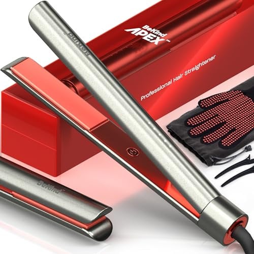 Bekind Apex 2 en 1 Hair Straightener Flat Iron, Straightener and Curler, Flat Iron for All Hair Styles, 15s Fast Heating, 5 Temperature Settings, Gift for Girls Women - Gray