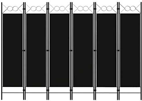 vidaXL Raumteiler Klappbar Freistehend Trennwand Paravent Umkleide Sichtschutz Spanische Wand Raumtrenner 6-TLG. Schwarz 240x180cm Eisen Stoff