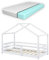 [en.casa] Kinderbett Knätten mit Matratze und Rausfallschutz 70x140cm Hausbett mit Kaltschaummatratze Bettenhaus mit Lattenrost Kiefernholz Kleinkindbett Weiß