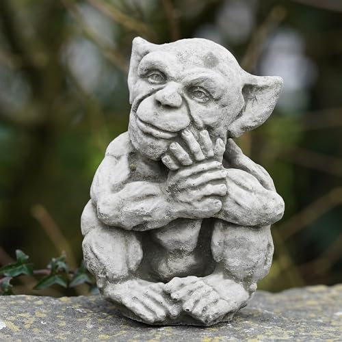 Statuette en pierre Sprite B | Gargouille Gremlin Décoration de jardin d'extérieur Cadeau