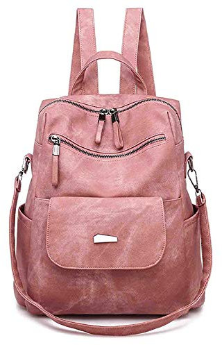 FANDARE Damen Rucksack Schultasche Wasserdicht Handtasche Frauen Umhängetasche Pendler Schulrucksack Mädchen Daypacks für Reise Campus Party Schulranzen Multifunktion Reiserucksack Rosa