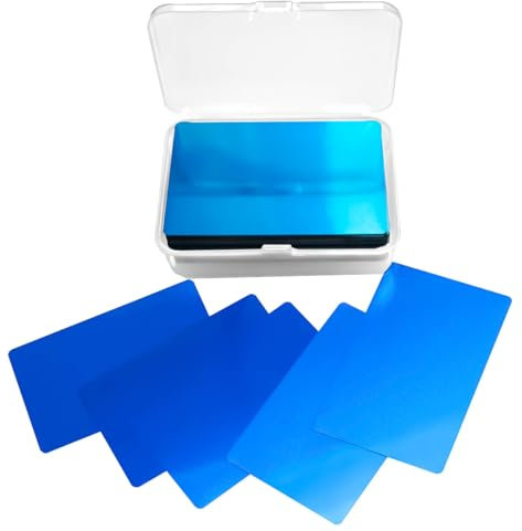 Boaby 50Pcs Biglietti da Visita In Metallo, Vuoto In Lega di Alluminio da Visita Nome Biglietto da Incisione Laser 0,22 mm/8,6x5,4 cm, per Ufficio Carte Clienti Regalo Fai da Te(Blu)
