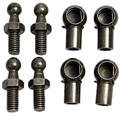 JINGLINGKJ 10 mm Kugelgelenk M8 Außengewinde M8 Innengewinde Abnehmbare Gasfeder Metall Kugelgelenk Anschluss mit Metalldraht Endstück Lager Gelenk 4 Stück