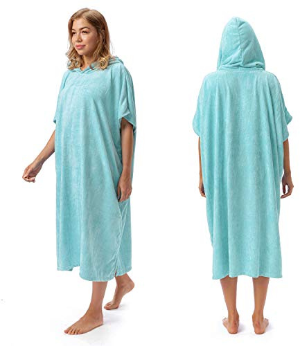 Kato Tirrinia Surf Poncho Umziehhilfe Strand für Damen Herren, Badeponcho mit Kapuze Absorbierender Winddichtes, Handtuch Poncho als Umziehhilfe für Surfer Schwimmen Camping Sauna Baden,Hellblau