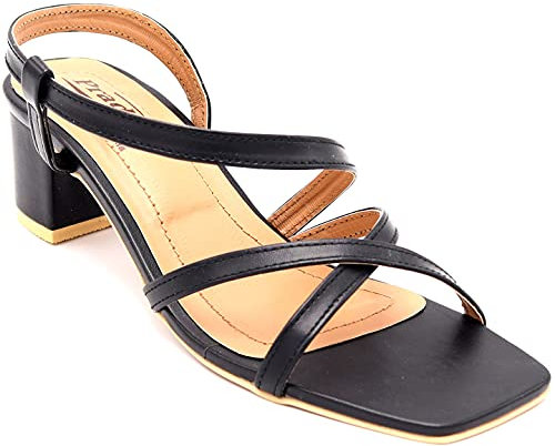 Pradize Sandales Noires à Talon Sexy Avec Lanières (38)