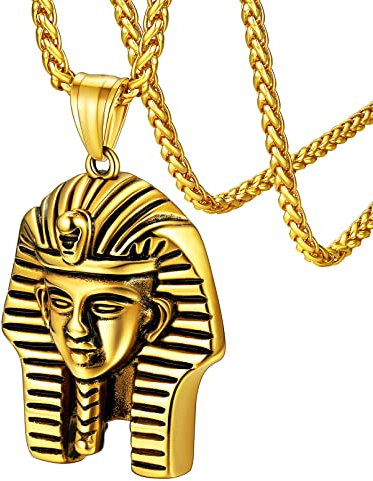 FaithHeart goldene Pharao Halskette für Herren Jungen Ägyptischer Pharao Anhänger Retro Ägyptischer Schmuck für Herren Männer