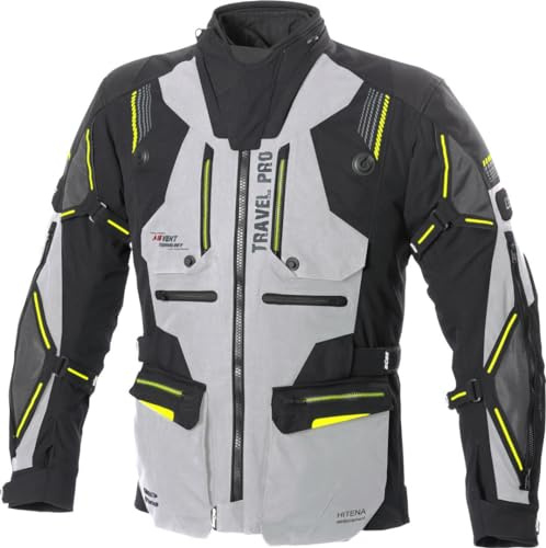 Büse Travel Pro Motorrad Textiljacke, hellgrau/schwarz, 52 | Winddicht