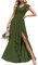 Hochzeitskleid, elegant, lang, Empire-Taille, plissiert, fließende Rüschen, Abendkleid, Ballkleid mit Schlitz, olivgrün, 46