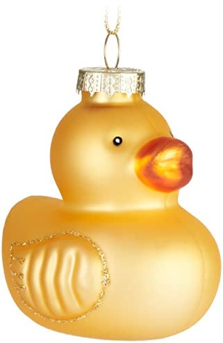 BRUBAKER Quietscheente Gelb Weihnachtskugel aus Glas - Handbemalt und Mundgeblasen - Christbaumschmuck Lustig - Christbaumkugel Ente Figuren Weihnachtsdeko Anhänger - Deko Baumkugel