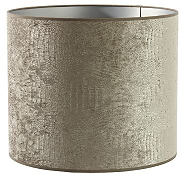 Lampenschirm Zylinder in Velours Silber für Tischleuchte Wandleuchte 30-30-21