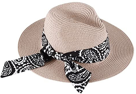 QWUVEDS Sommerhüte für Frauen, breite Frauen, Strand, Retro-Hut, kleines, Sonnenkappe, Faltbare Damenhüte Hut Mädchen Sommer