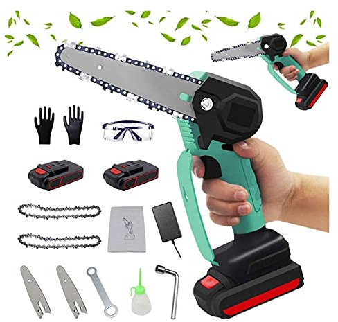 Tronçonneuse portative Scies à chaîne Scies à chaîne portatives Scie portative portative de 4 Pouces avec Batterie Rechargeable Branche de Bois Outil de Jardinage Mini tronçonneuse