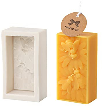 Xidmold Biene Blume Silikonform Kerzenform, Seifenform Silikon Biene, Biene Und Blume Muster Silikon-Formen für Bienenenwachskerzen, Seife, Fondant, Mousse, Harz Handwerk (Klein)