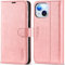 TUCCH PU Leather Case for iPhone 15 (6.1) 2023, Magnetic Shockproof Wallet Case with[RFID Blocking][Viewing Stand] Book Foldable Cover[Protective TPU] Card Holders Compatible with iPhone 15, Pink