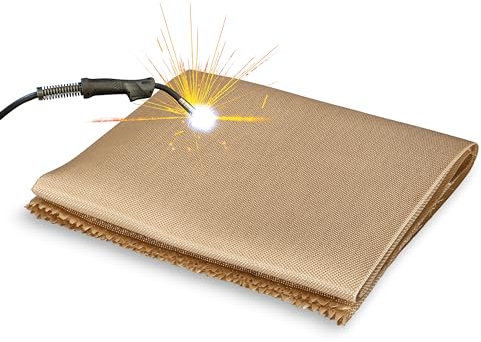 Feuerfest 123 - Schweißdecke - Für Schweißarbeiten und Schutz vor Funken - Schweißerdecke als Unterlage bis 1.300 °C - Kein Brennen, Glimmen und Glühen - Feuerschutzmatte [100x92 cm]