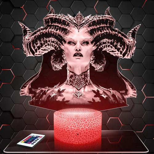 Lampe Diable deko Zimmer Junge Lampe 3D Diableobjekt Gaming Gamer Videospiele Geschenk gedämpftes Licht Nachtlicht deko Büro. Eigenartig Geschenk Weihnachten Teenager