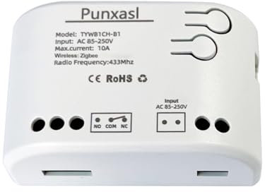 Punxasl Smart Relay Switching Module, Zigbee 1CH Wireless Remote Smart Garage Door Opener AC 85-220V / USB 5 V Smart Life Telecomando a secco Contatto Momentry Switch