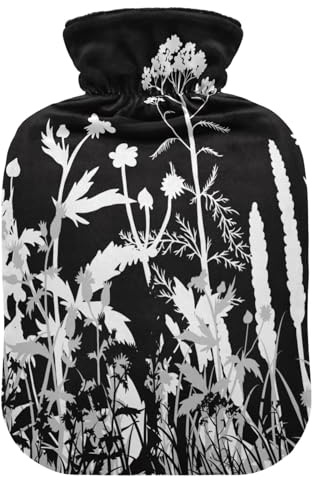 hot Water Bottles Velvet Transparent 1 Liter fashy ice Pack for Hot and Cold Therapies Flowers