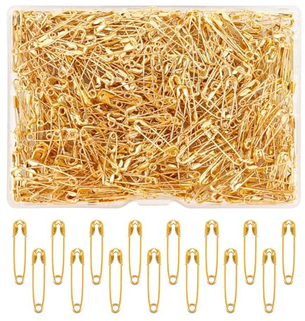 XiuGlimpse 500 Stück Sicherheitsnadeln 19mm, Klein, Gold, Luxuriös, Edelstahl, Schmuck, Hijab Pins, Mini sicherheitsnadeln für Schmuckherstellung und Kunsthandwerk Nähen