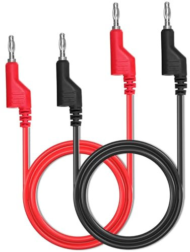 Gebildet 2pcs Set Cavi di Prova Spina a Banana da, Cavo di Prova Spina a Banana Impilabile da 4mm per Multimetro, Cavo di Prova Elettrico 1000V/15A(rosso/nero)