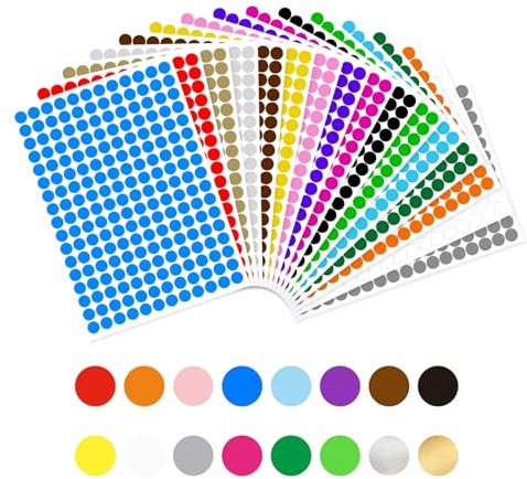 Jaimela 3264 Stück Runde Punktaufkleber Klebepunkte Etiketten Markierungspunkte, 16 Farben Bunte Selbstklebende Klebepunkte Aufkleber (10mm)