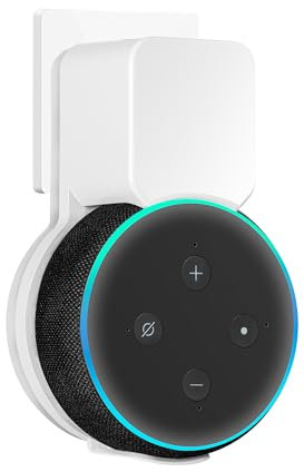 Alyphyly Wall Mount Holder for 3rd Generation, Space-Saving Accessories Built-in Cable Management for Dot(3rd Gen) Smart Speakers, with Sticking Tape and Drill Nail (Black, 1 pc) (White-3)