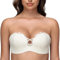 WingsLove Women's Strapless Bra Lace Push Up Deep Plunge Multiway Underwire Padded Full Coverage Support Soft Cup Bra Ivory