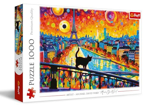 Trefl - Katze in Paris - Puzzle 1000 Elemente - DIY-Spiel, Kreative Unterhaltung, Spaß, Klassisches Puzzle für Erwachsene und Kinder ab 12 Jahren