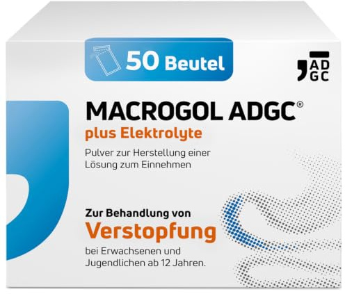 Macrogol ADGC plus Elektrolyte - 50 Beutel - Abführmittel gegen Verstopfungen - wirksam und gut verträglich – für Erwachsene und Jugendliche ab 12 Jahren - kein Gewöhnungseffekt – Zitronen Geschmack